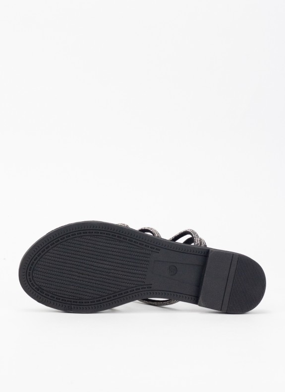 Sandale Plate pour Femme en Couleur Noire