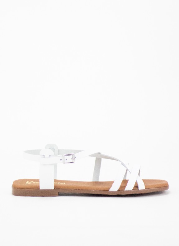 Sandália de Piel para Mulher em Cor Branco