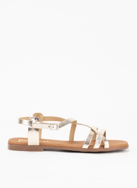 Sandale en Cuir pour Femme en Couleur Or