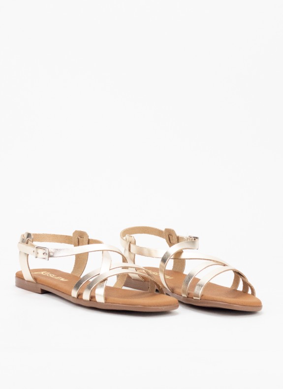 Sandale en Cuir pour Femme en Couleur Or