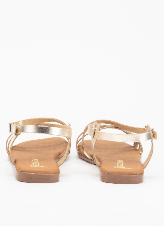 Sandali della pelle per le donne in colore oro