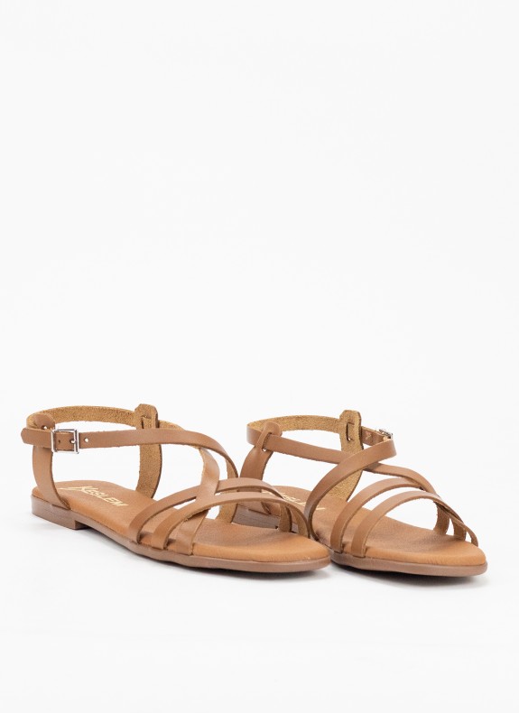 Sandale en Cuir pour Femme en Couleur Cuir