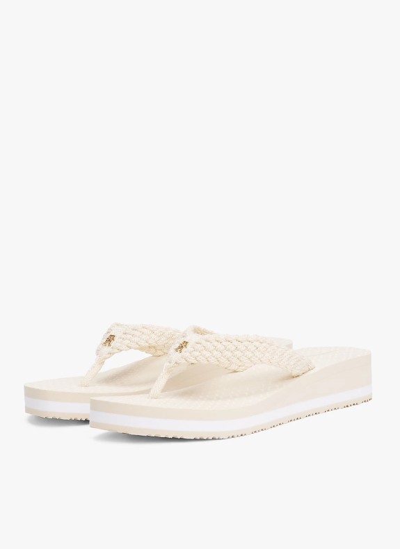 Chancla Tommy Hilfiger TH Crochet Mid Beach Sandal beige