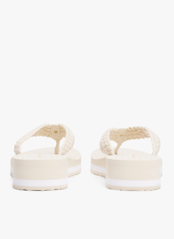 Chancla Tommy Hilfiger TH Crochet Mid Beach Sandal beige