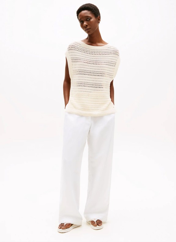 Chancla Tommy Hilfiger TH Crochet Mid Beach Sandal beige