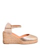 Espadrille compensée en jute pour femme en couleur or