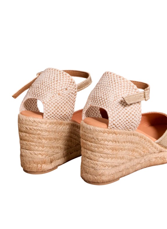 Alpargata con Cuña de Yute para Mujer en Color Oro