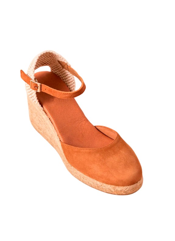 Espadrille avec Semelle Compensée en Jute pour Femme en Couleur Cuir