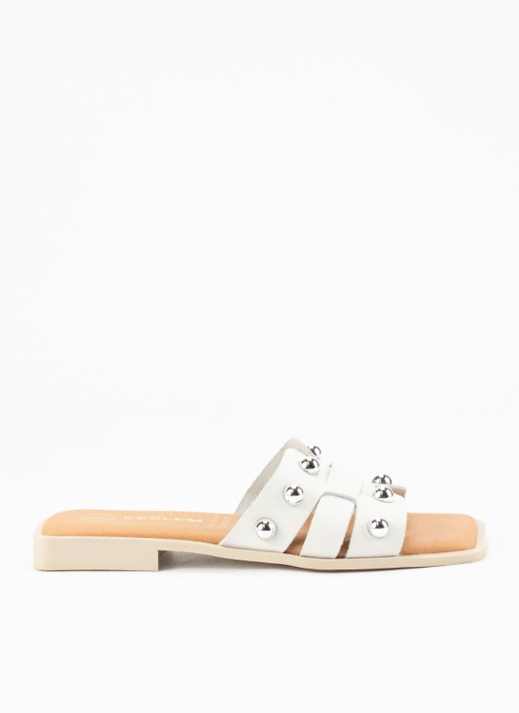 Sandalia Plana de Piel para Mulher Cor Branco