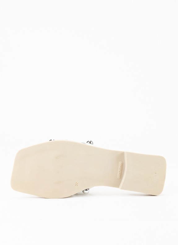 Sandale Plate en Cuir pour Femme Couleur Blanche