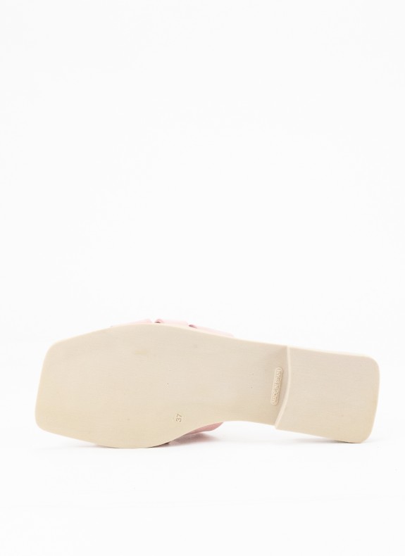 Sandale Plate en Cuir pour Femme Couleur Rose