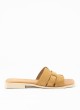 Sandale Plate en Cuir pour Femme Couleur Cuir