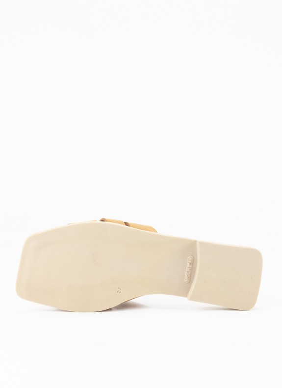 Sandale Plate en Cuir pour Femme Couleur Cuir