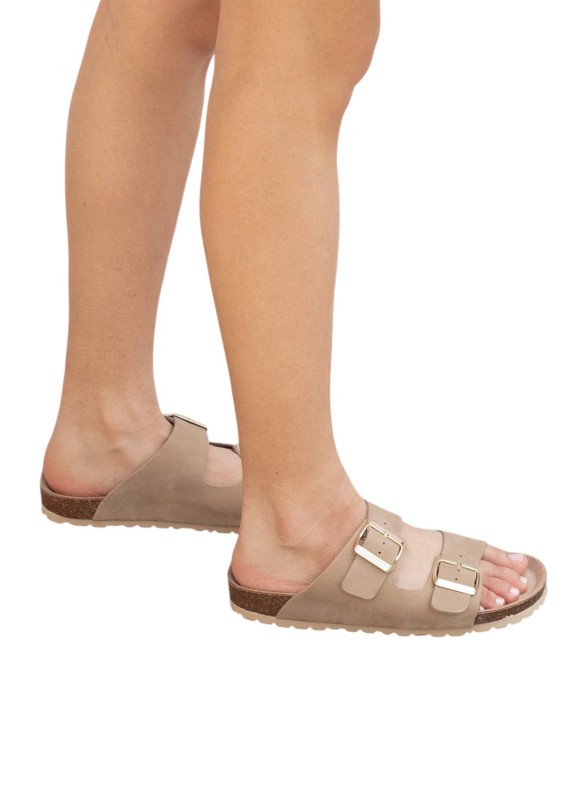 Sandale en Cuir pour Femme de Couleur Taupe