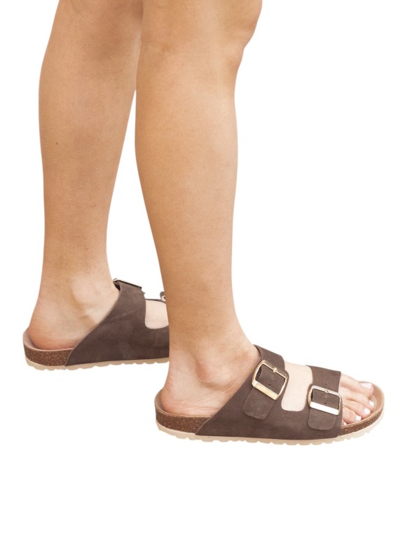 Sandale en Cuir pour Femme en Couleur Marron