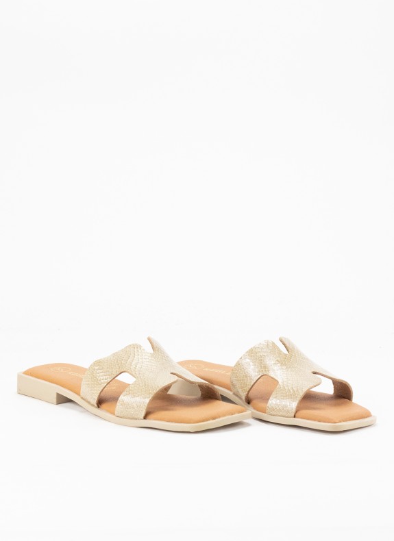 Piatto della pelle di Sandalia per le donne nel colore del serpente di ghiaccio