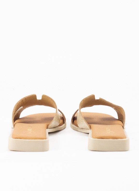 Sandale Plate en Cuir pour Femme en Couleur Serpent Glacé