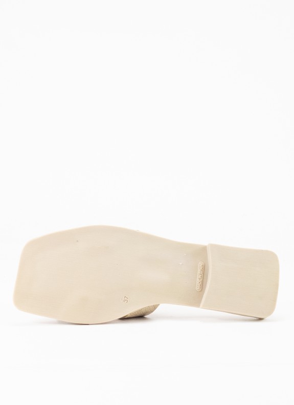 Sandale Plate en Cuir pour Femme en Couleur Serpent Glacé