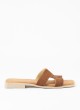 Sandale Plate en Cuir pour Femme en Couleur Taupe