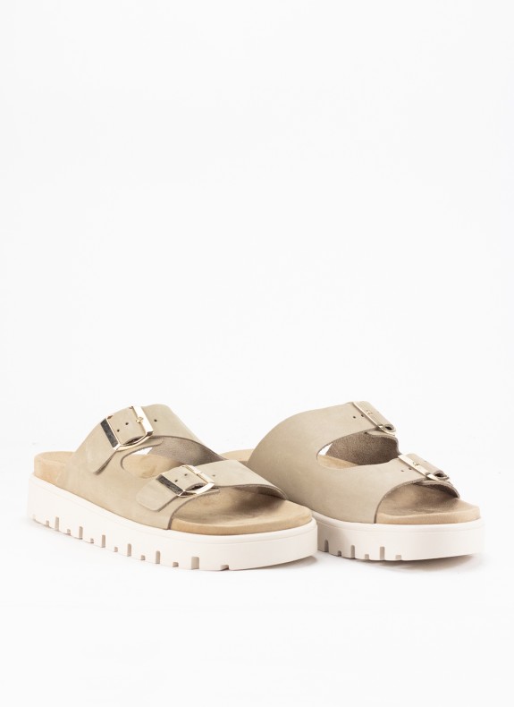 Sandalia de Piel para Mujer en Color Taupe