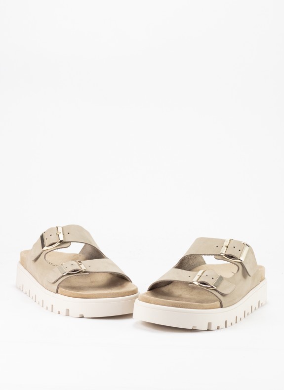 Sandalia de Piel para Mujer en Color Taupe