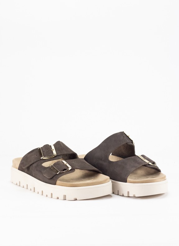 Sandale en Cuir pour Femme en Couleur Marron