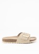Sandale Plate en Cuir pour Femme en Couleur Taupe