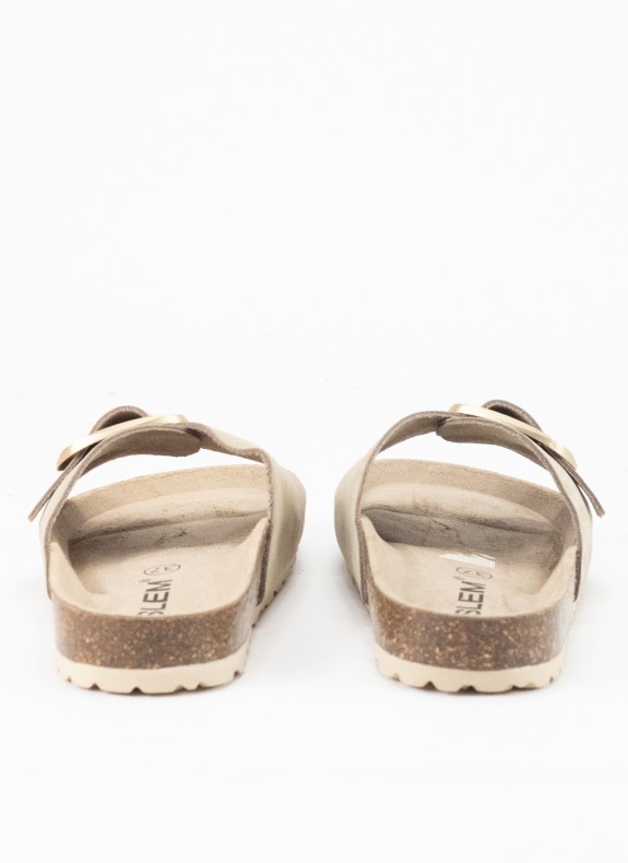 Sandalia Skin Plana für Damen in Taupe Farbe