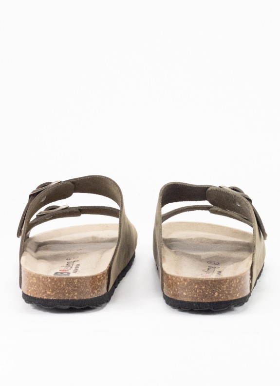 Sandalia de Piel para Mujer en Color Kaki