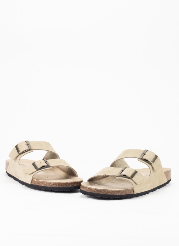 Sandalia de Piel para Mujer en Color Taupe