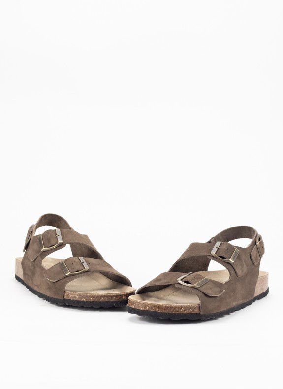 Sandália de Piel para Homem em Cor Marrón