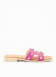 Sandale Plate en Cuir pour Femme en Couleur Rose