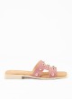 Sandale Plate en Cuir pour Femme en Couleur Rose