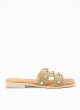 Sandale Plate en Cuir pour Femme en Couleur Taupe