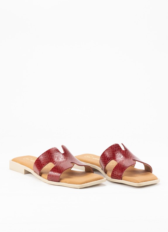 Sandale pour Femme en Couleur Rouge Serpent