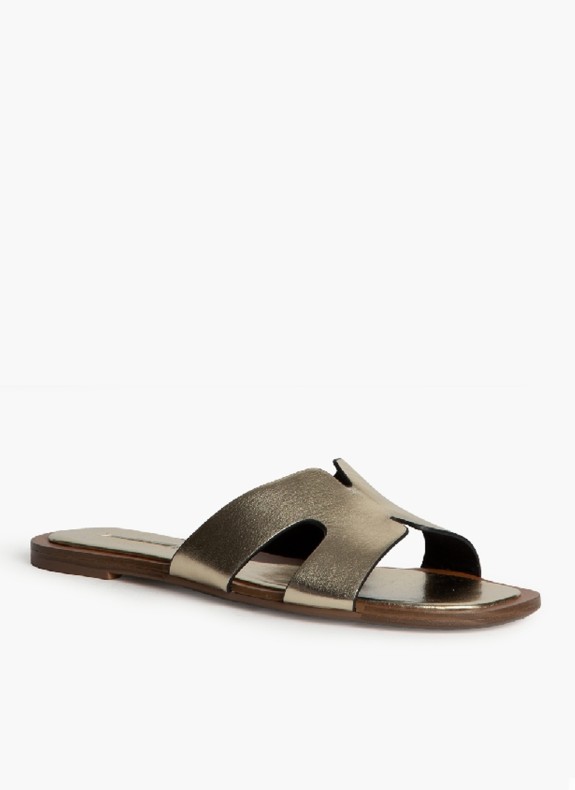 Sandale Plate pour Femme en Couleur Or