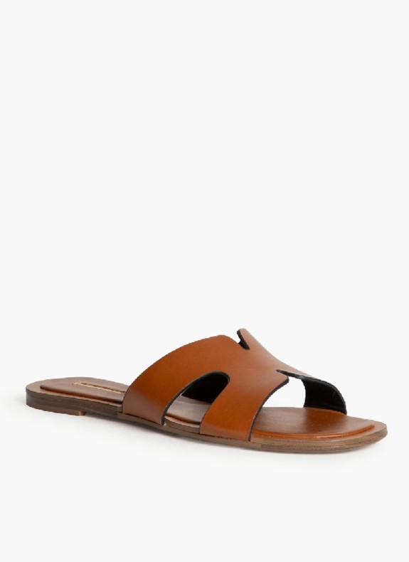 Sandale Plate pour Femme en Couleur Cuir