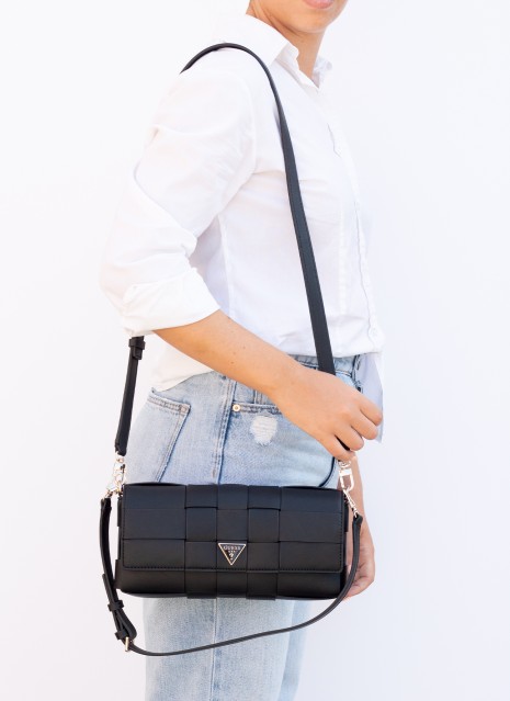 Bandolera GUESS Maylee Flap Shoulder Bag en Color Negro para Mujer