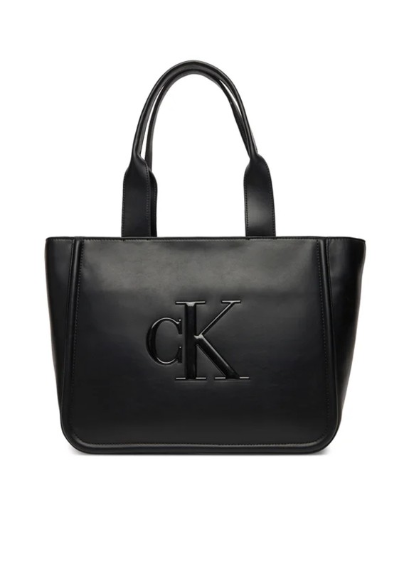 Bolso Calvin Klein Raised CK Medium Tote preto