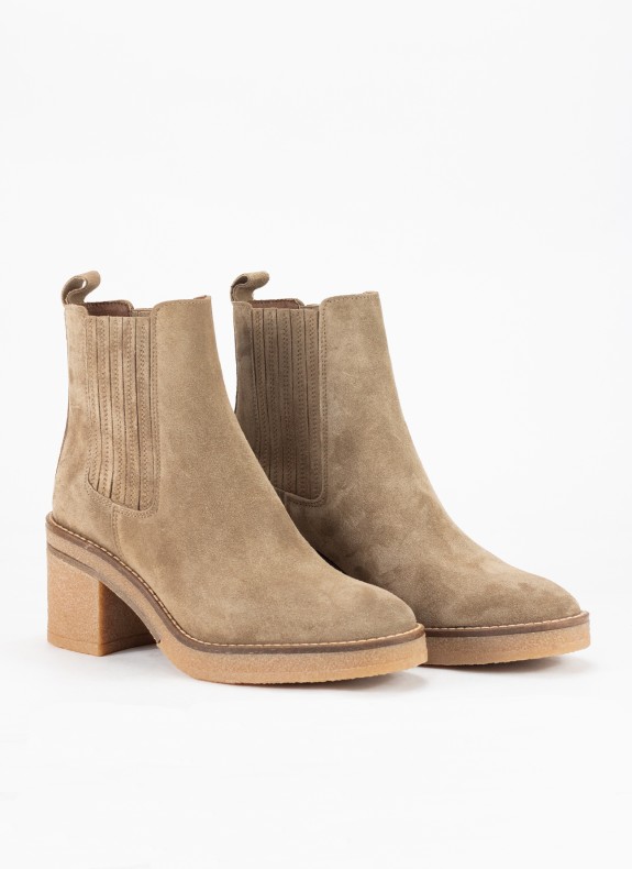 Botin de Piel ALPE para Mujer con Tacón en Color Taupe
