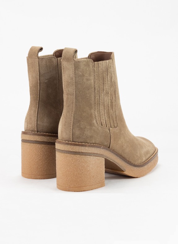 Botin de Piel ALPE para Mujer con Tacón en Color Taupe