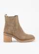 Botin de Piel ALPE para Mujer con Tacón en Color Taupe