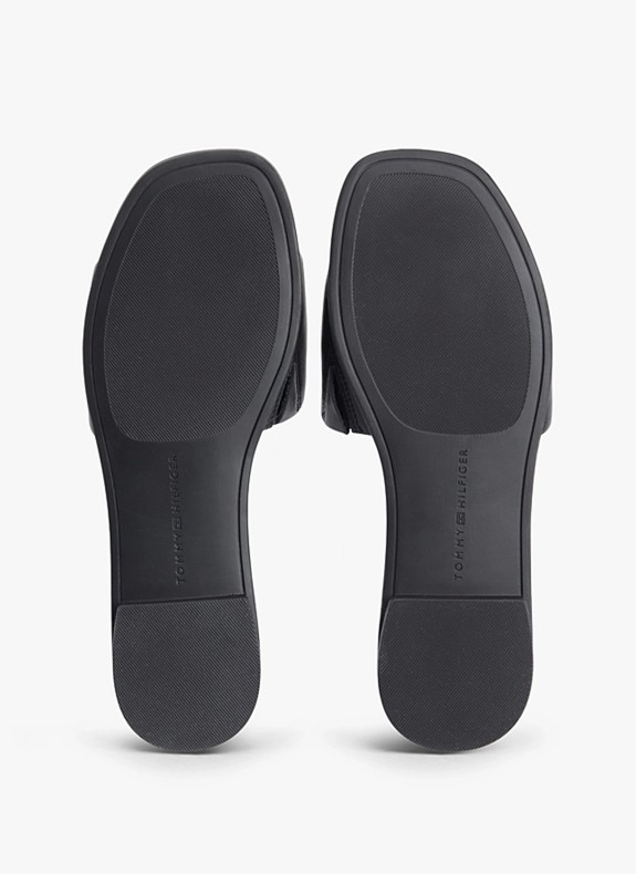 Sandales Tommy Hilfiger TH Logo Hardware en cuir noir pour femme