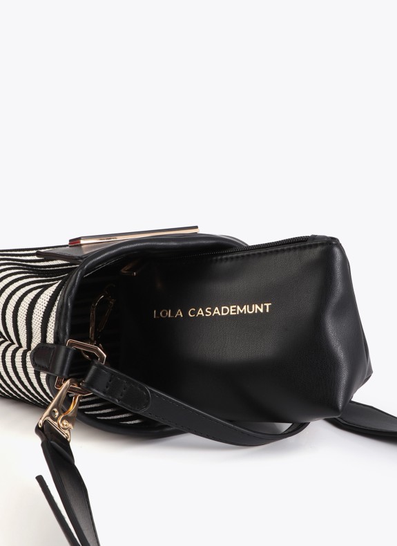 Bandoulière Lola Casademunt rayée LS2604085 en couleur noire pour femme