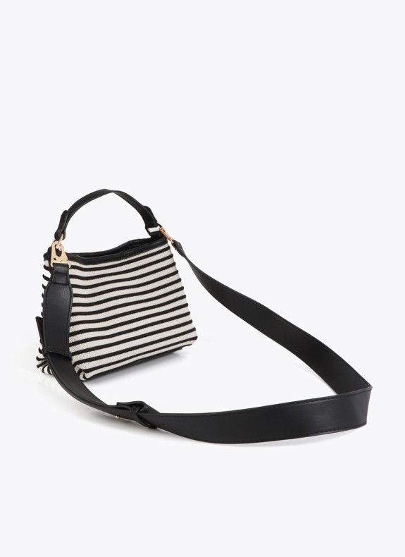 Bandoulière Lola Casademunt rayée LS2604085 en couleur noire pour femme