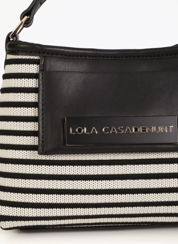 Bandoulière Lola Casademunt rayée LS2604085 en couleur noire pour femme