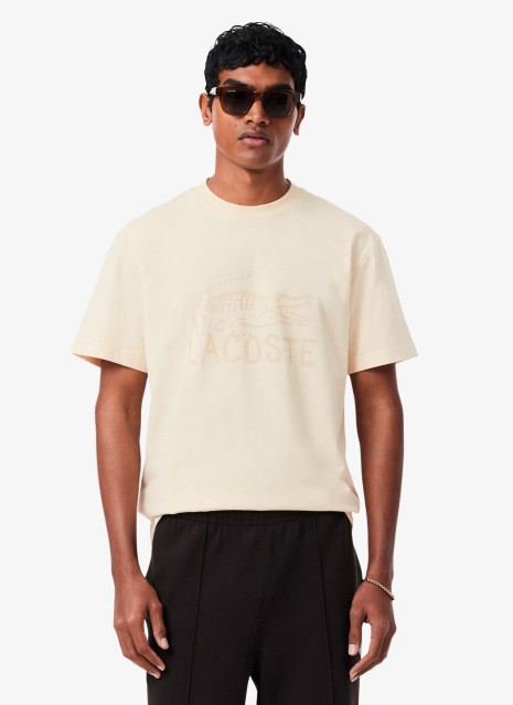 Camiseta Lacoste TH1427 na cor bege para homem