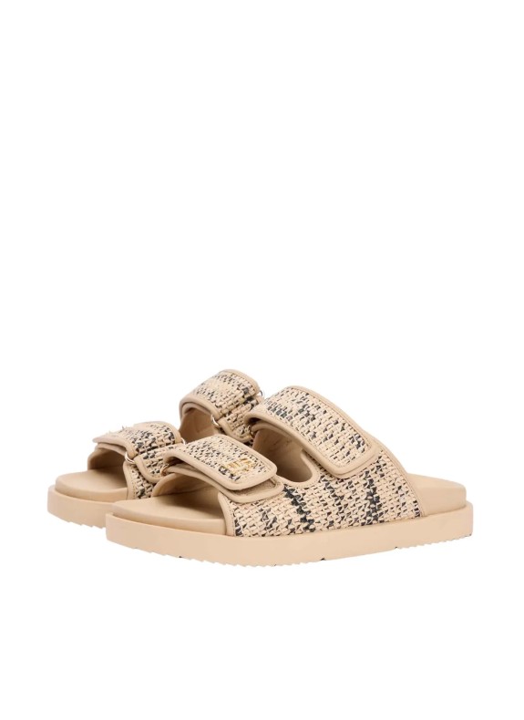 DOUBLE STRAP RAFFIA SANDAL