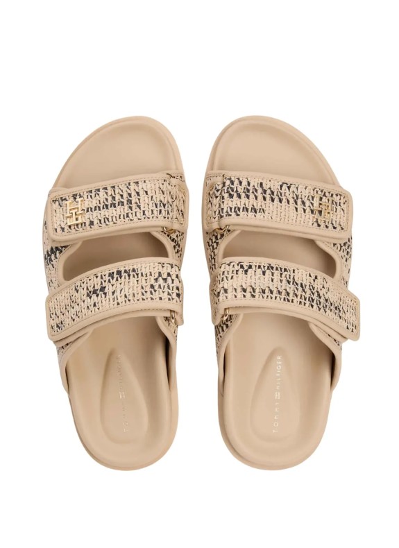 DOUBLE STRAP RAFFIA SANDAL