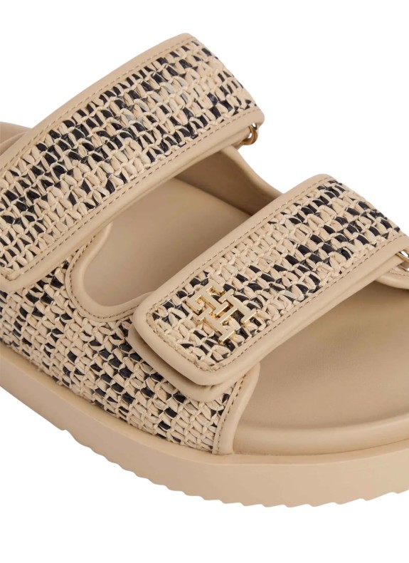 DOUBLE STRAP RAFFIA SANDAL